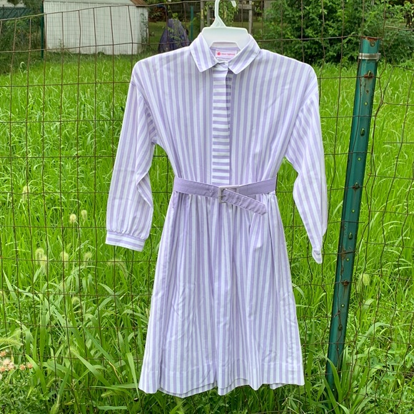 Vintage Dresses & Skirts - Johnny AppleseedS vintage long sleeve purple striped dress 60s with belt